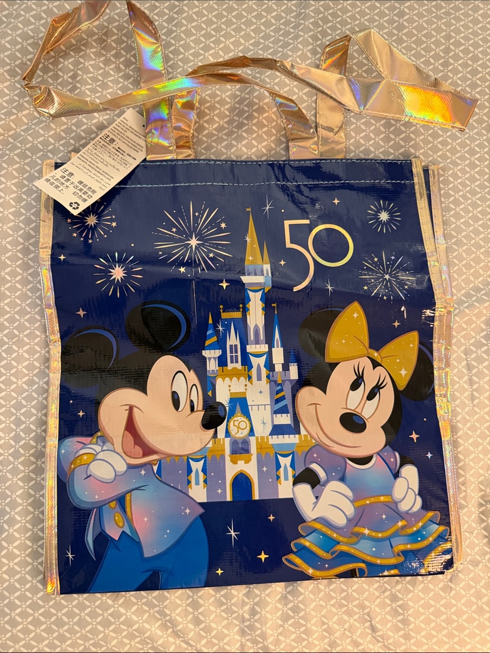 Disney 50th Anniversary Mickey & Minnie Celebration Tote - Navy & Gold
